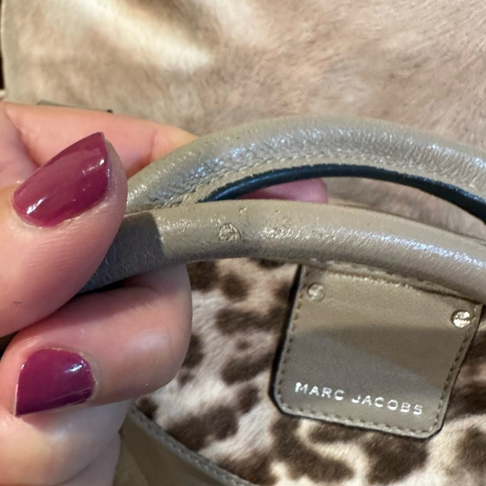 Marc Jacobs Collection Wellington taupe leather leopard calf hair bag Satchel - Picture 8 of 13